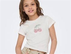 Kids ONLY t-shirt cloud dancer with rhinestones in cherries  